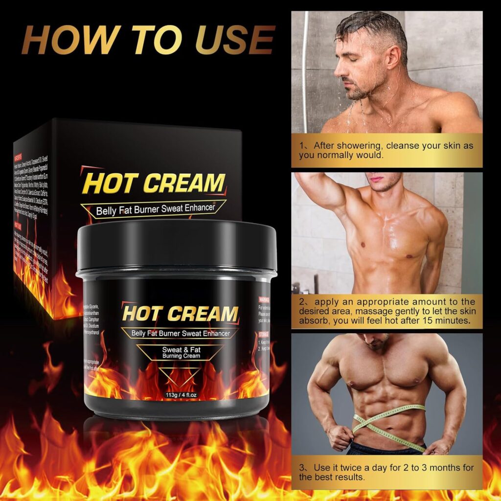 Hot Sweat Cream, Fat Burning Cream for Belly Natural Weight Loss Cream Weight Loss Workout Enhancer for Women and Men Cellulite Treatment for Thighs Legs Abdomen Arms and Buttocks