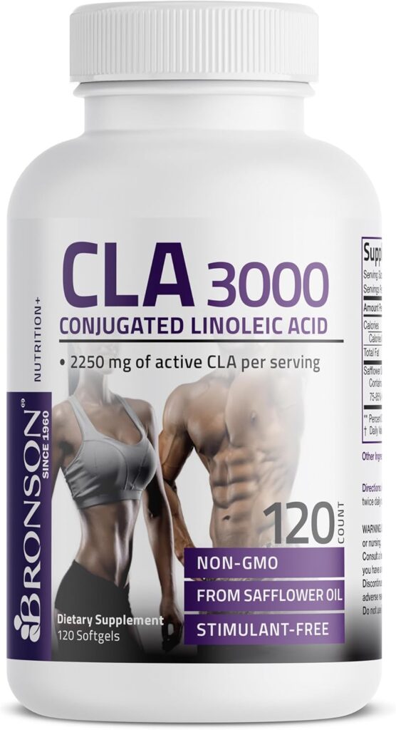 Bronson CLA 3000 Extra High Potency Supports Healthy Weight Management Lean Muscle Mass Non-Stimulating Conjugated Linoleic Acid, 90 Softgels