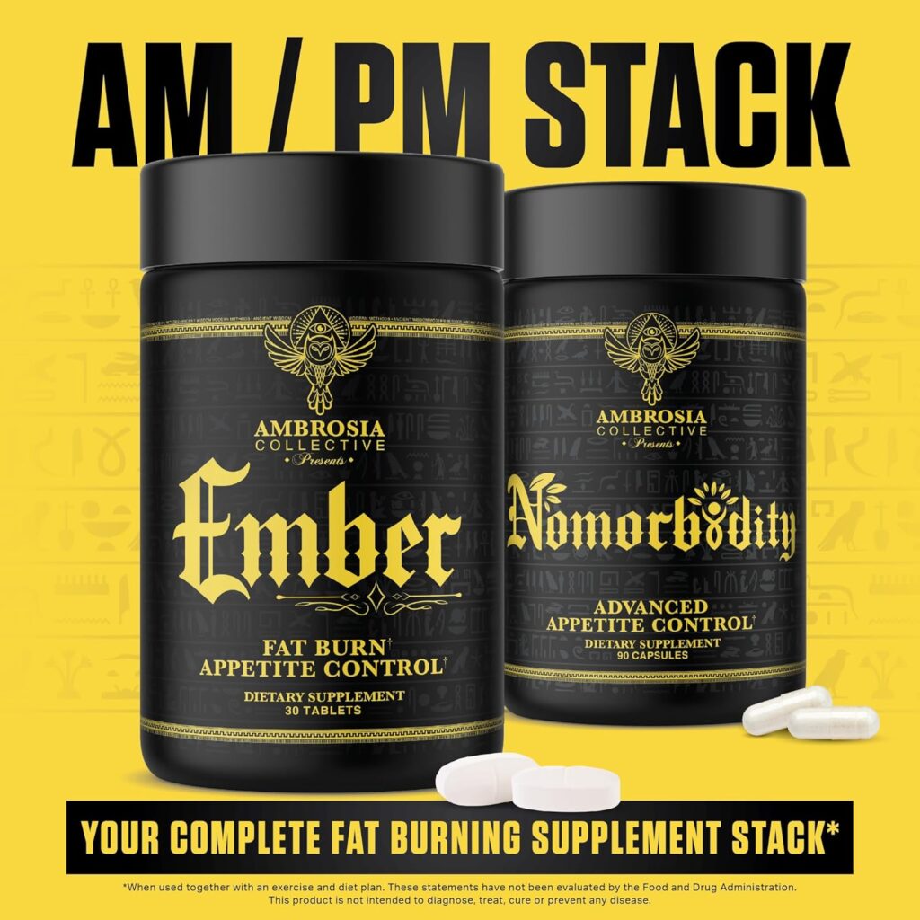 Ambrosia Nomorbidity Advanced Appetite Control Ember Thermogenic Fat Burner | Powerful Hunger Management, Appetite Support Fat Burning System with KSM-66 Ashwagandha, Garcitrin, CapsiMax™, Africa