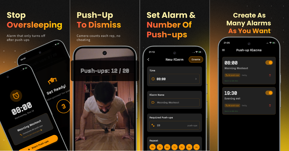 Wake Up Strong with Pushy – The Push Ups Alarm That Gets You Moving